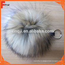 14cm luxueux fourrure naturelle de raton laveur Pom Pom Keychain / porte-clés